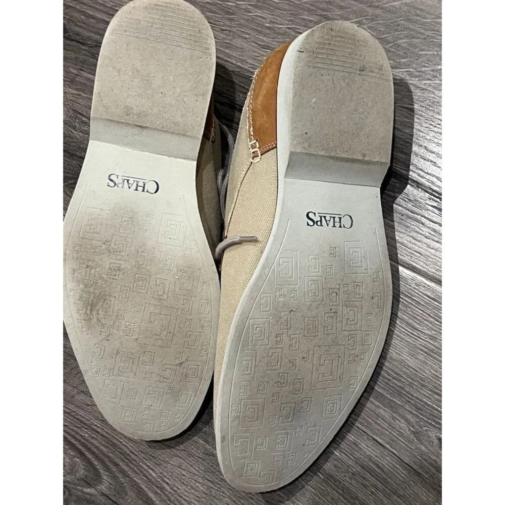 Chaps Men’s Canvas Lace-Up Casual Dress Shoes Beige/Tan Size 12M